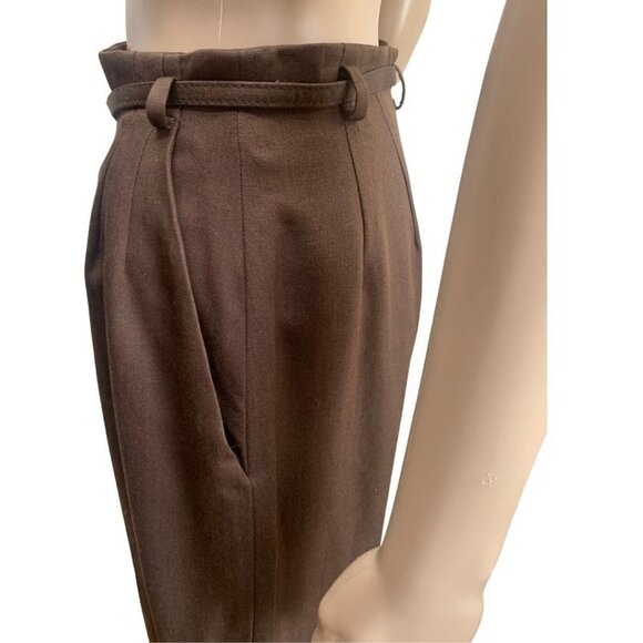 Liz Claiborne Silk and Wool Vintage Belted Career Maxi Skirt Brown 6 - Picture 2 of 6